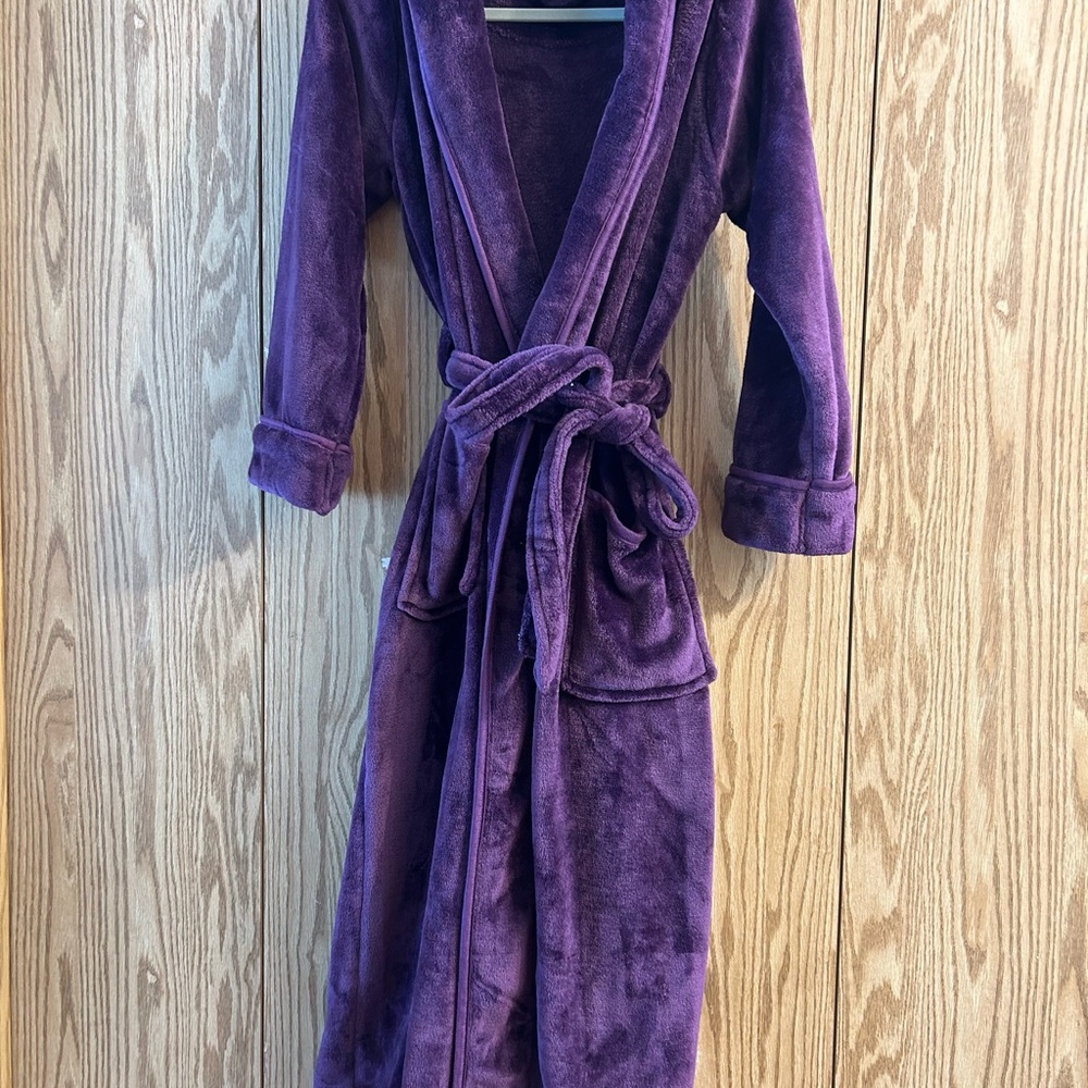 NWOT Purple Plush Wrap Robe with Tie Belt